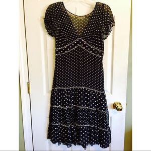 BCBG size 6 black dress w/ polka dots